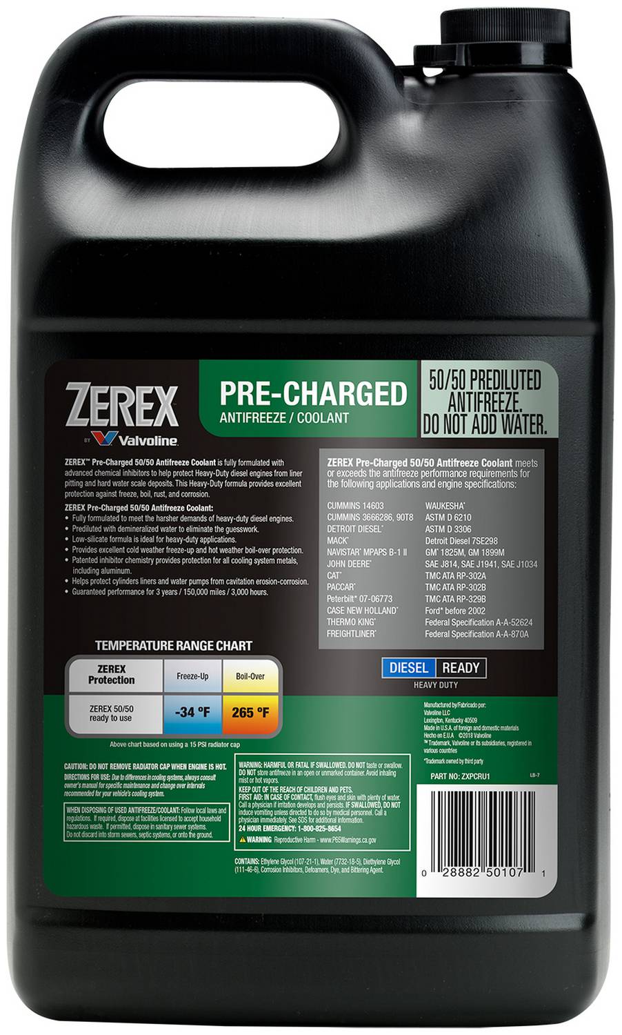 Zerex 1 Gallon Green 50/50 Antifreeze & Coolant ZXPCRU1 | O'Reilly Auto Parts Zerex 1 Gallon Green 50/50 Antifreeze & Coolant ZXPCRU1 | O'Reilly Auto Parts