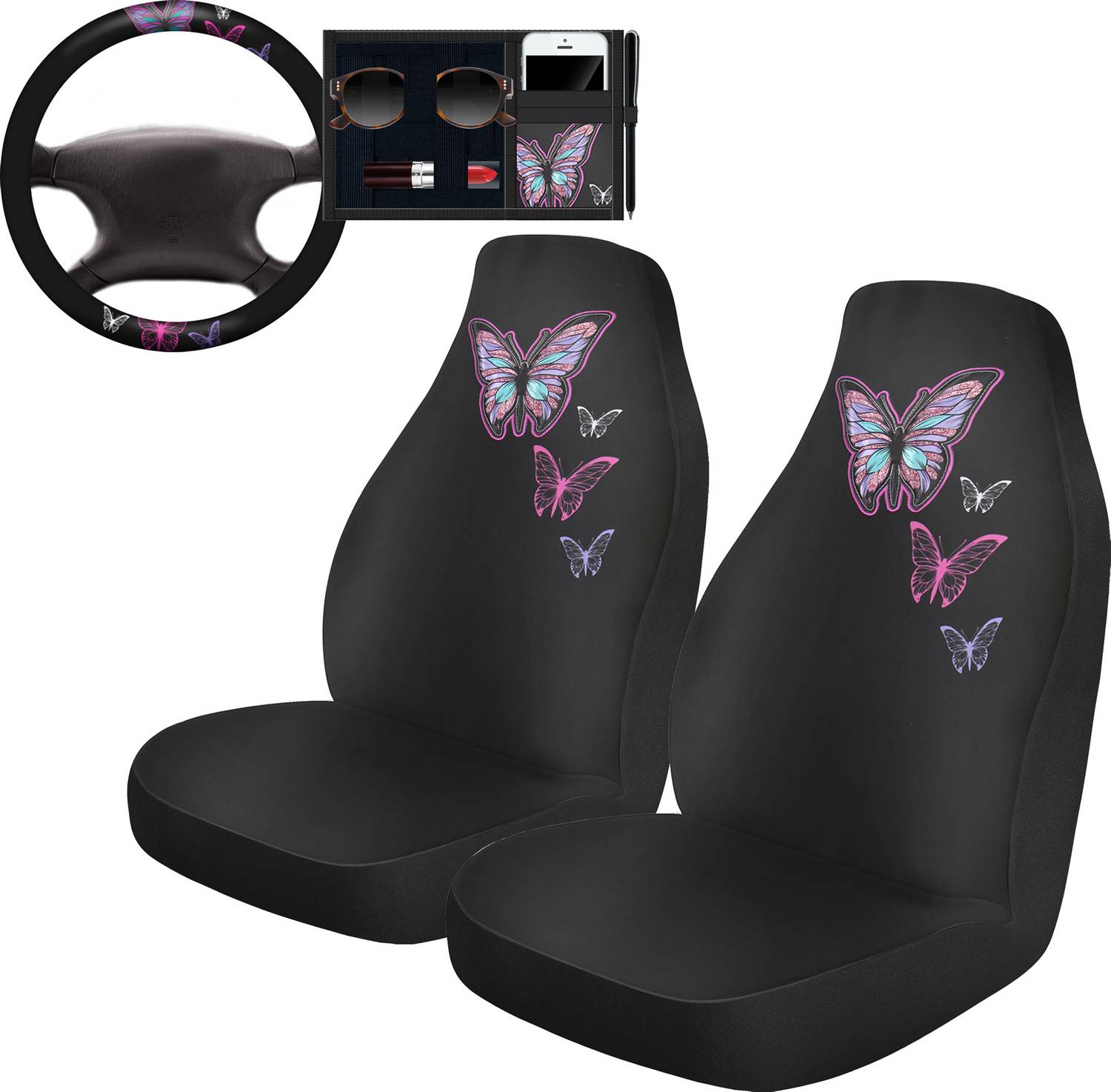 Custom Accessories Black Bucket High Back Seat Cover Kit 40387 O