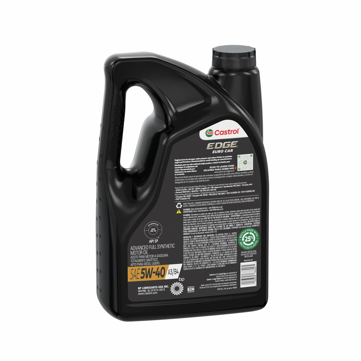 Castrol EDGE 5W-40 A3/B4　8L Castrol EDGE Euro 0W-40 A3/B4 Advanced Full Synthetic Motor