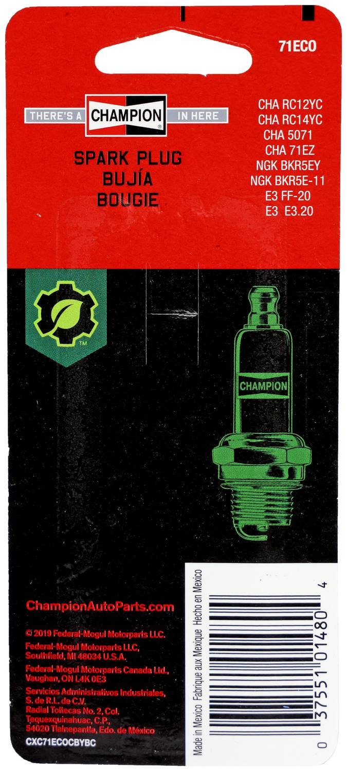 Champion Plug Number QC12YCX Spark Plug 71ECO | O'Reilly