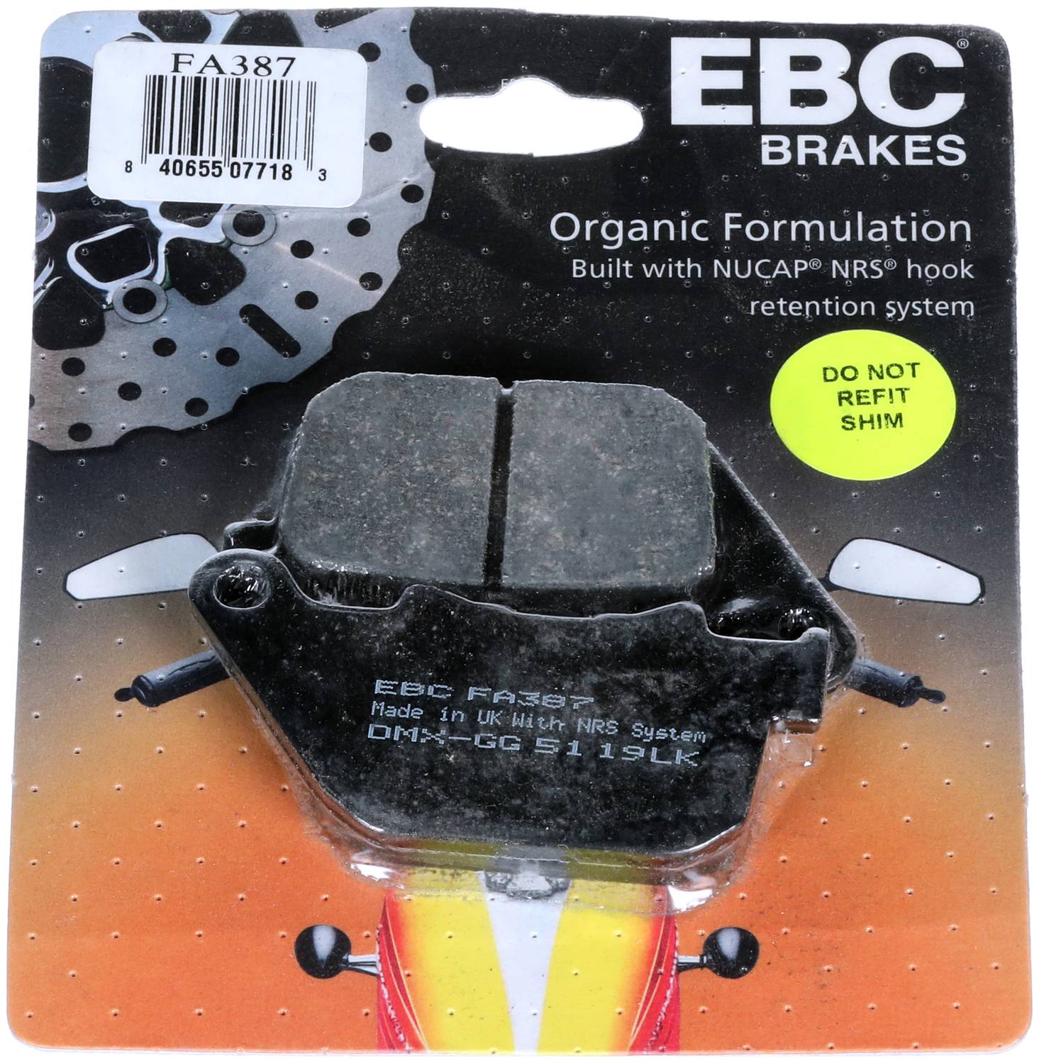 FA387 Organic Brake Pads EBC FA 