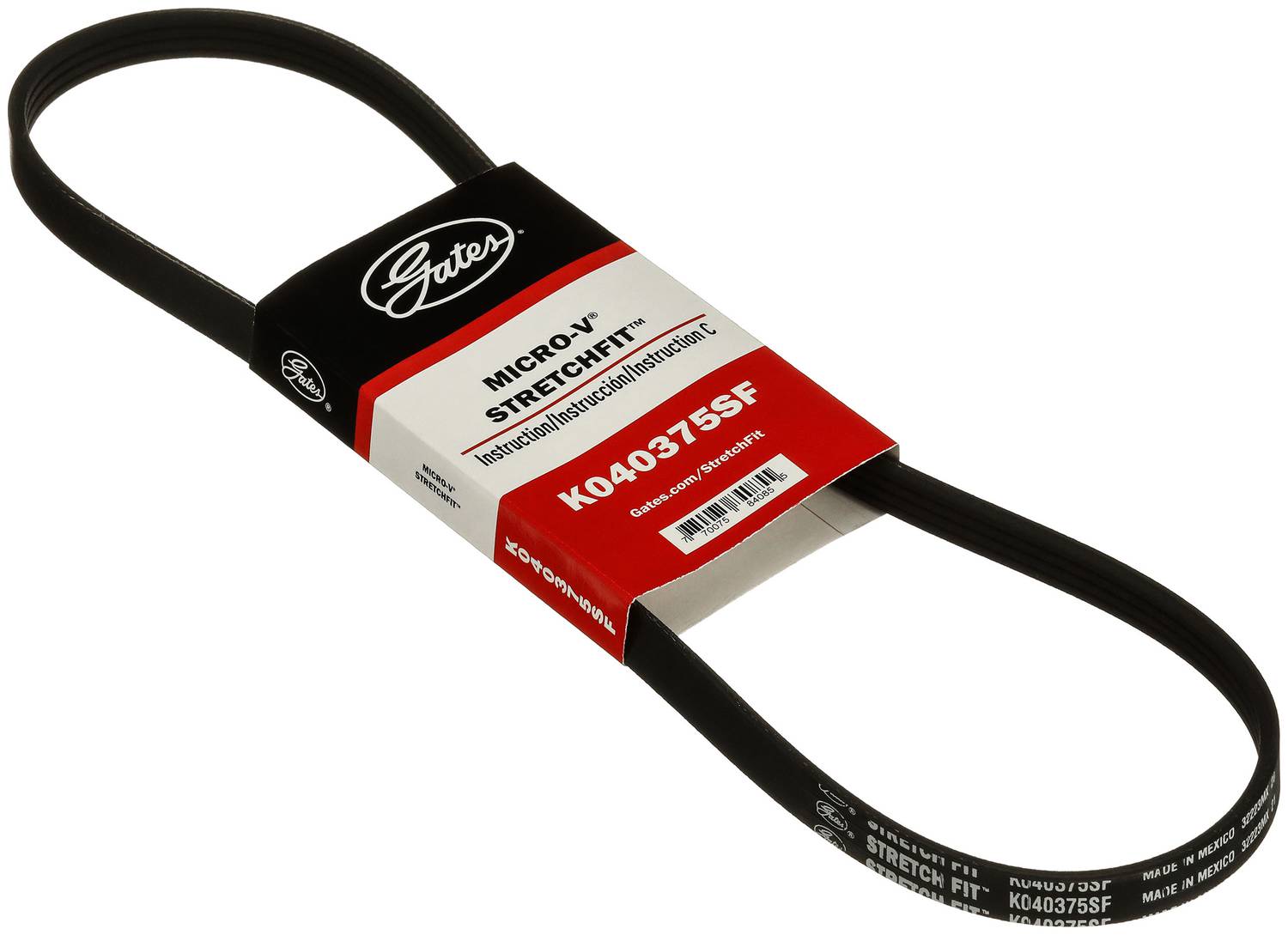 Gates Stretch Fit Micro-V Serpentine Belt 4 Rib 38-1/4 Inch 