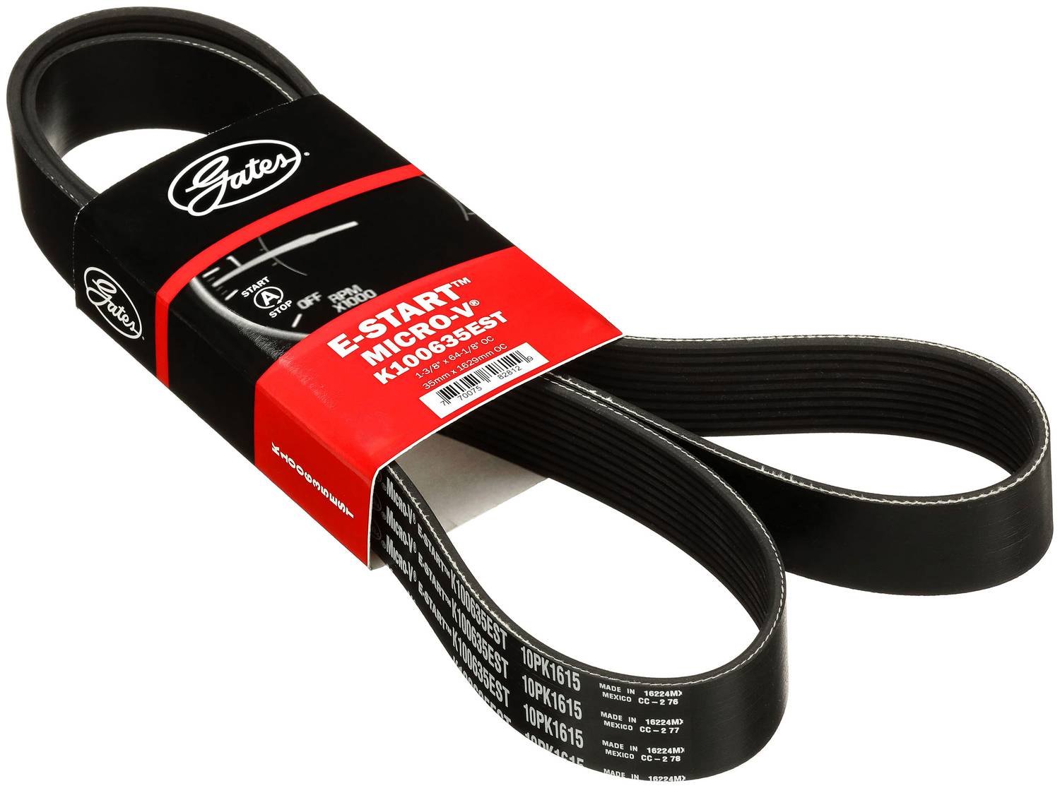 Gates Micro-V Serpentine Belt 10 Rib 64-1/16 Inch K100635EST