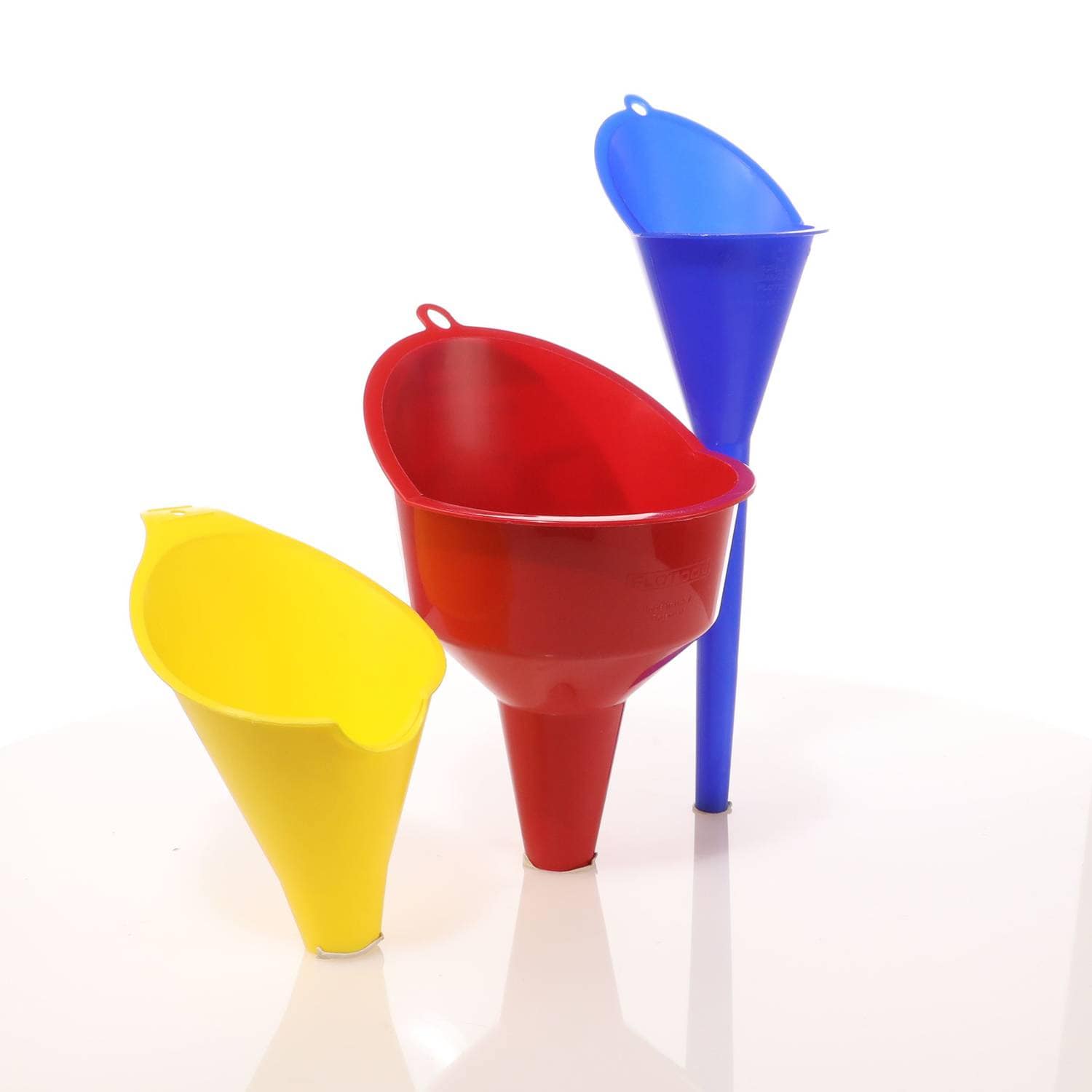 Hopkins FloTool Blue, Red, Yellow Plastic Funnel 10714MX3