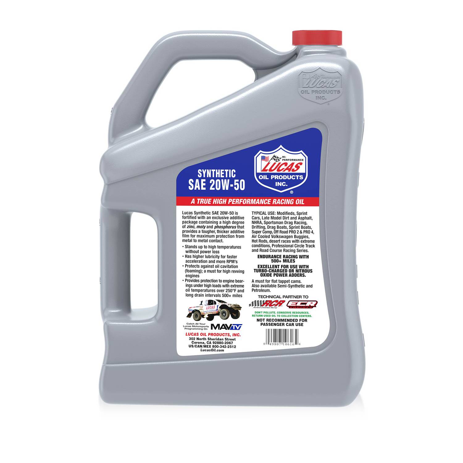 Lucas Full Synthetic Racing Oil 20W-50 5 Quart 10616 | O
