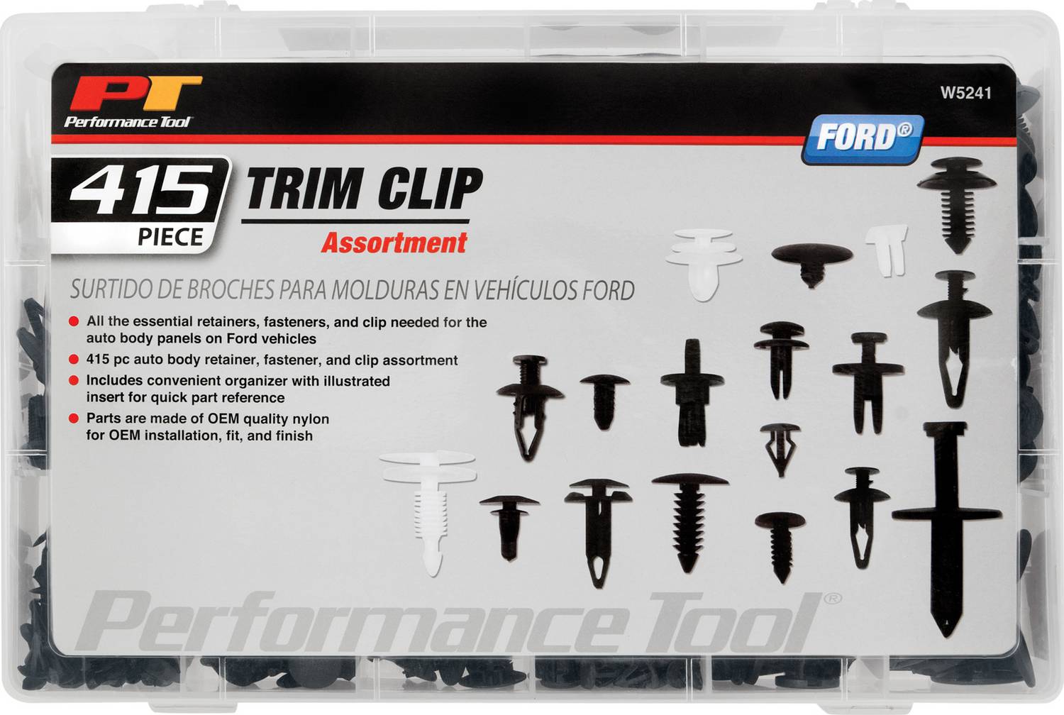 Performance Tool 415 Piece Ford Trim Clip Assortment W5241