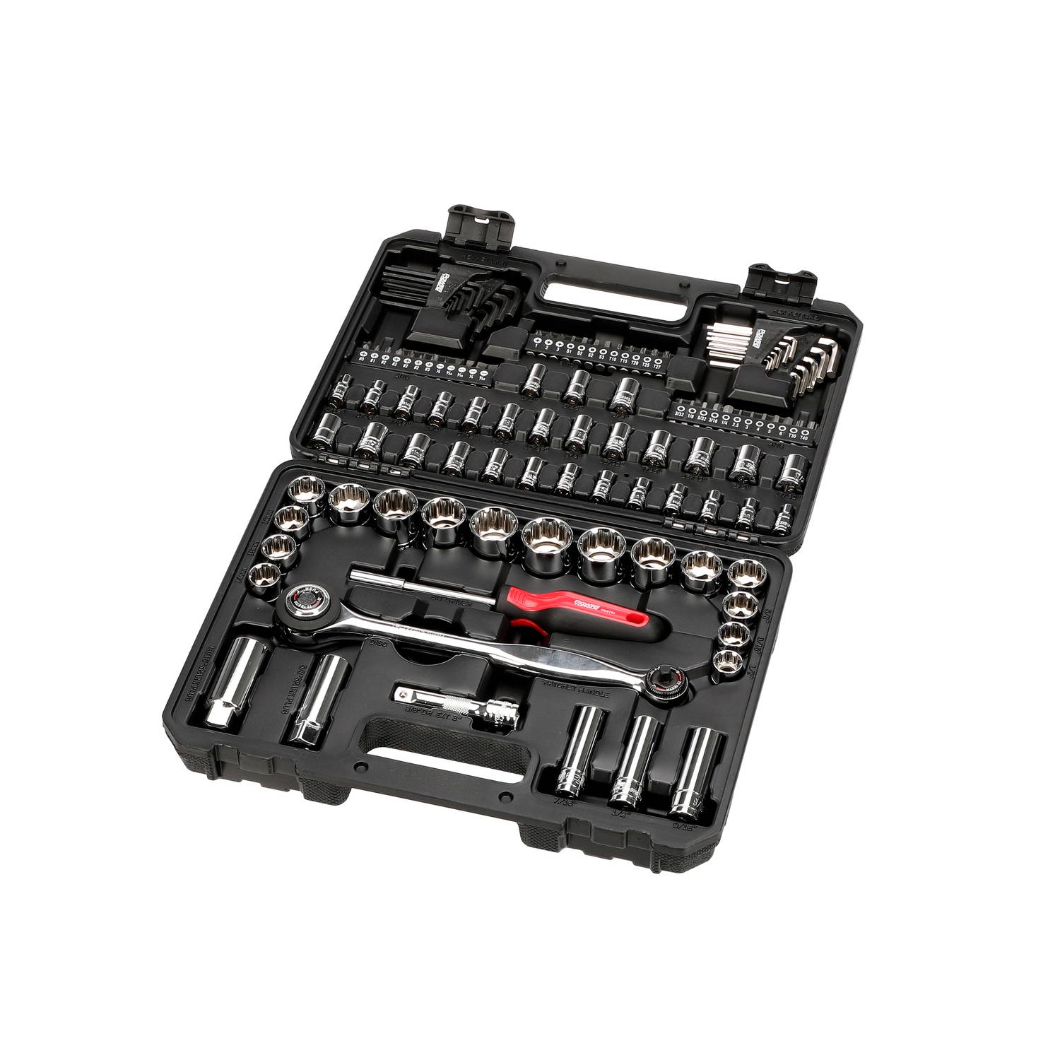 Power Torque 120 Piece 1/4, 3/8, 1/2 Inch Drive 6, 12 Point