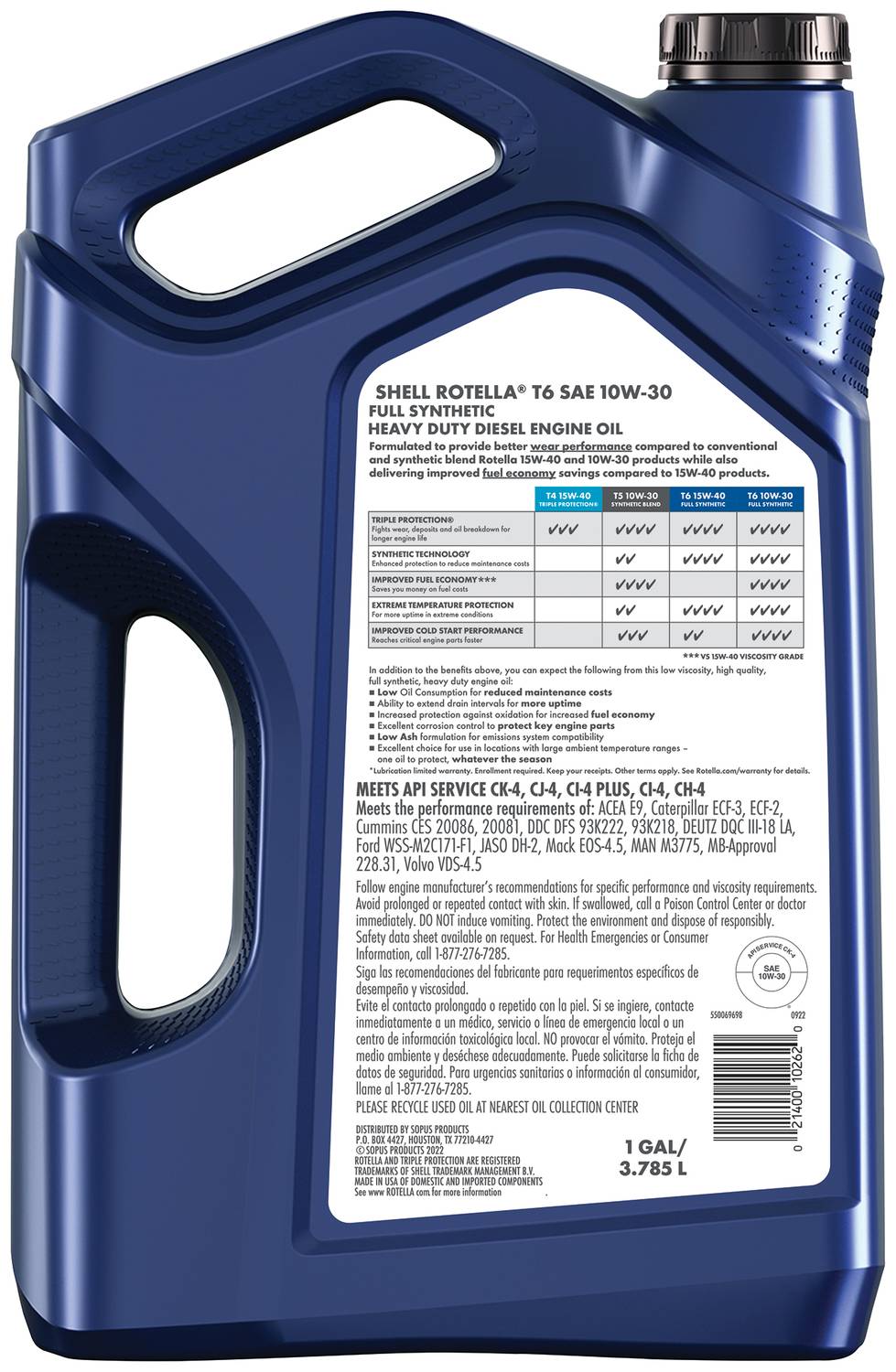 美しい T6 Rotella Shell Motor Auto O'Reilly | SYN10301 Gallon 1 Oil ミニカー