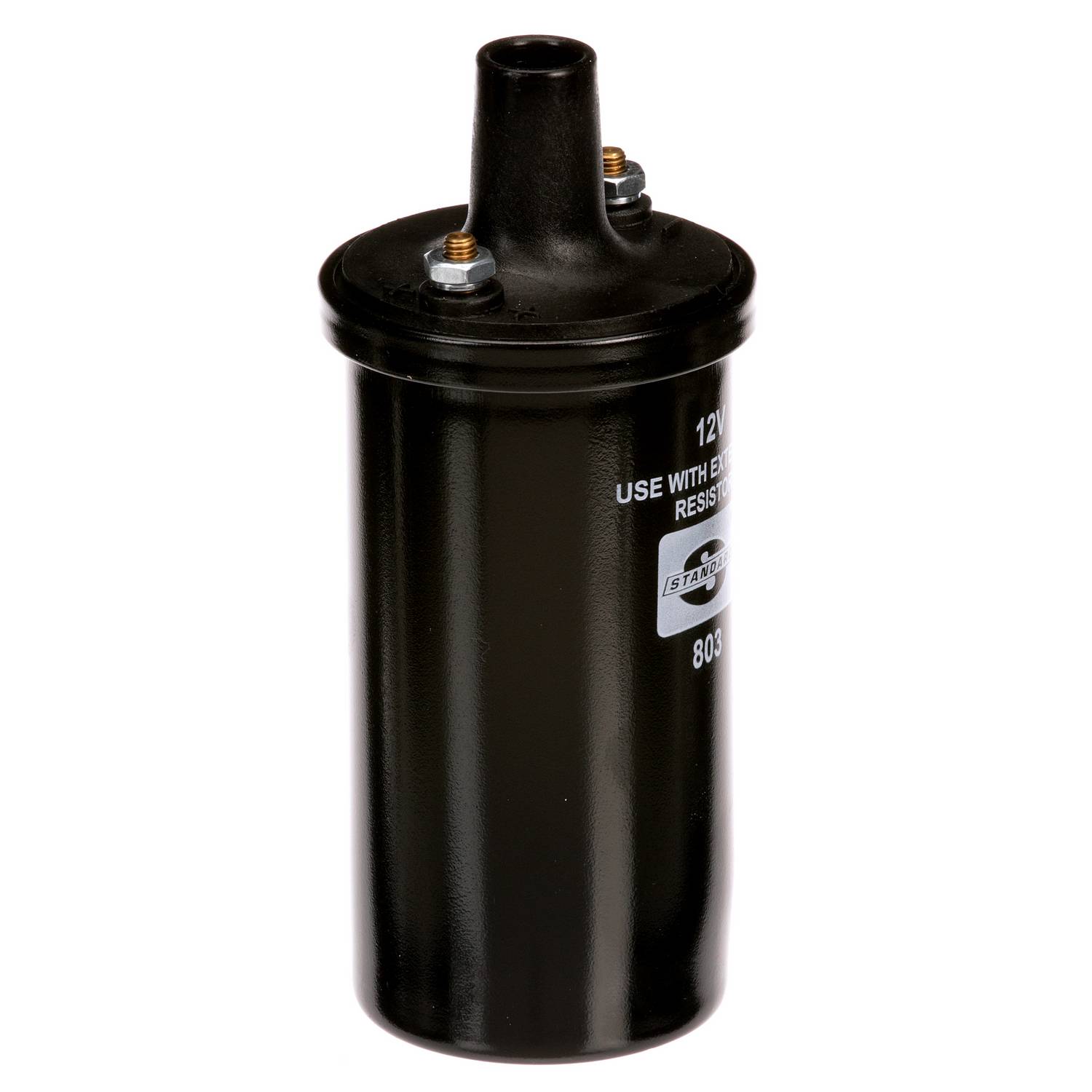 thumbnail interactive-video image 1 of HRC 45,000 Volt Oil-Filled Canister Ignition Coil – 12V Male Universal Fit, Black 1 of 2