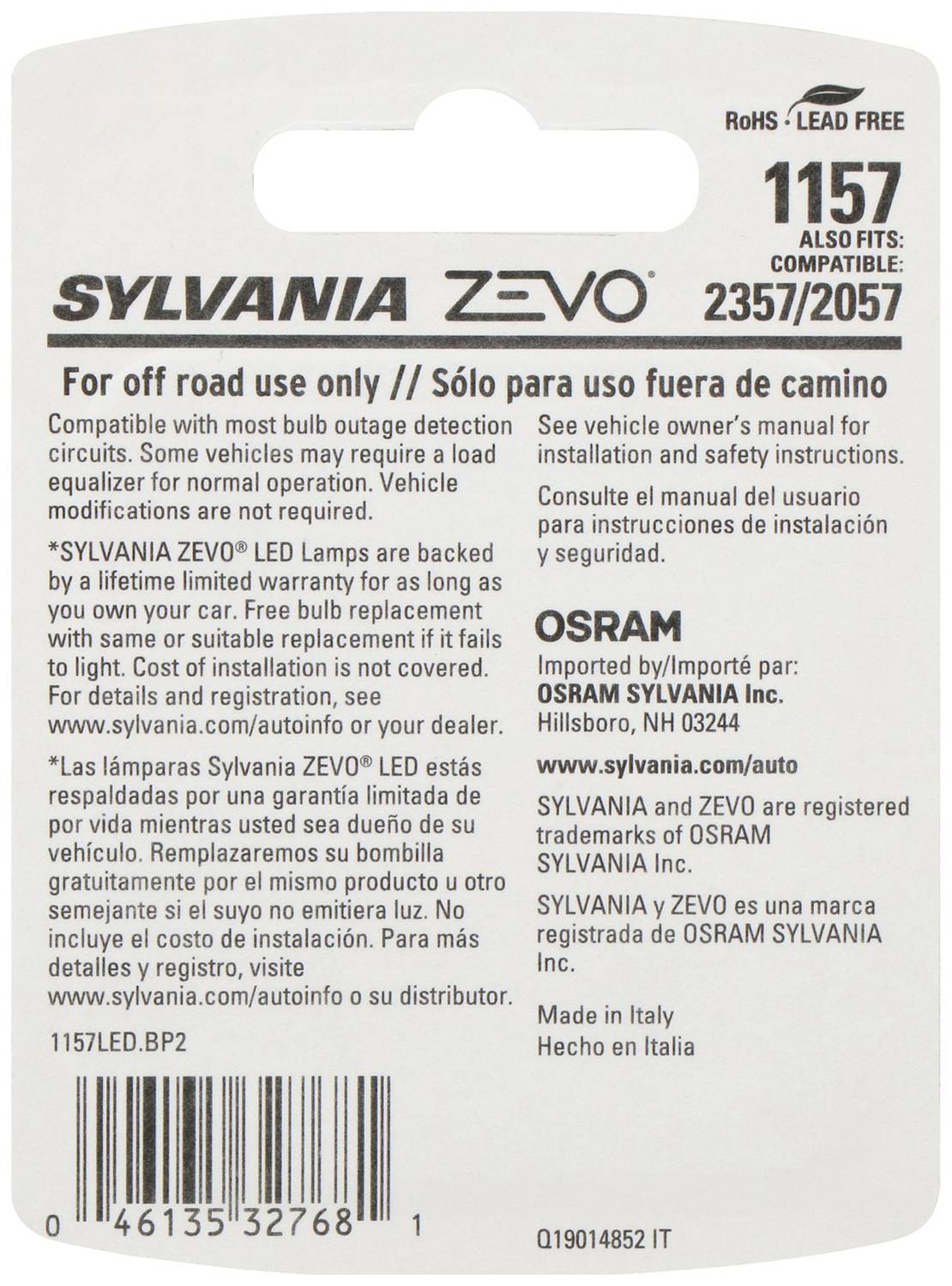 SYLVANIA 1157 High Performance White ZEVO LED Mini Bulb