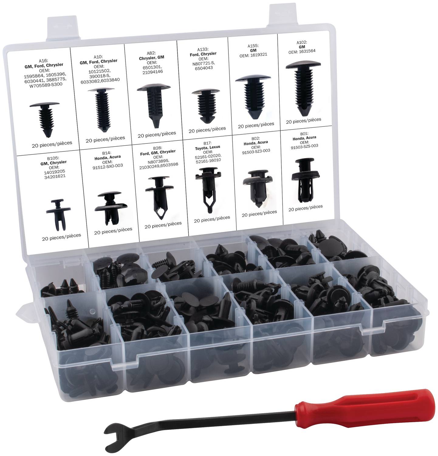IDENUONA 415 Pcs 18 Size Car Retainer Clips & Plastic Fasteners Kit - Assorted