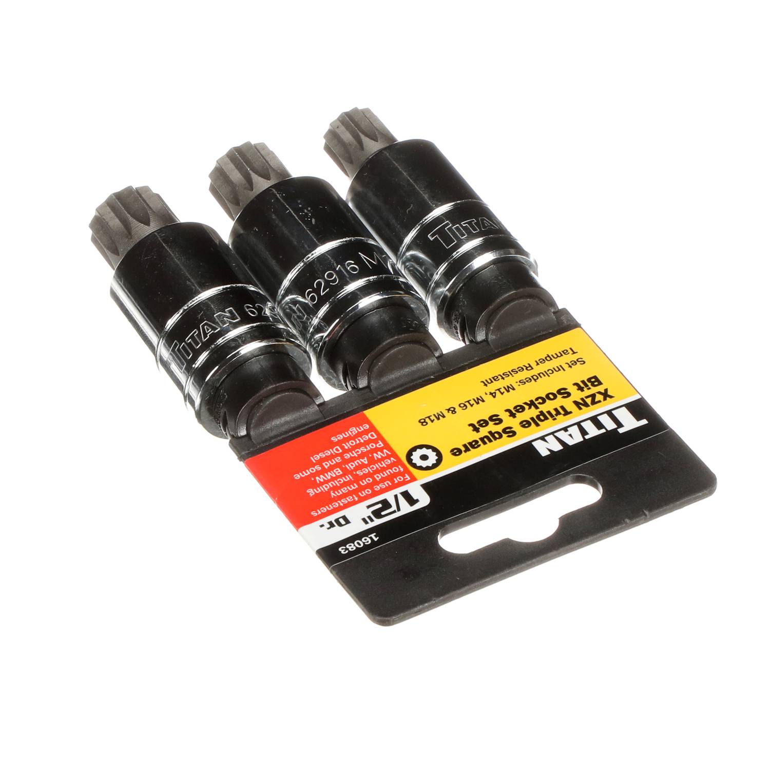 Titan 3 Piece 1/2 Inch Drive Tamper-Resistant Triple Square Metric
