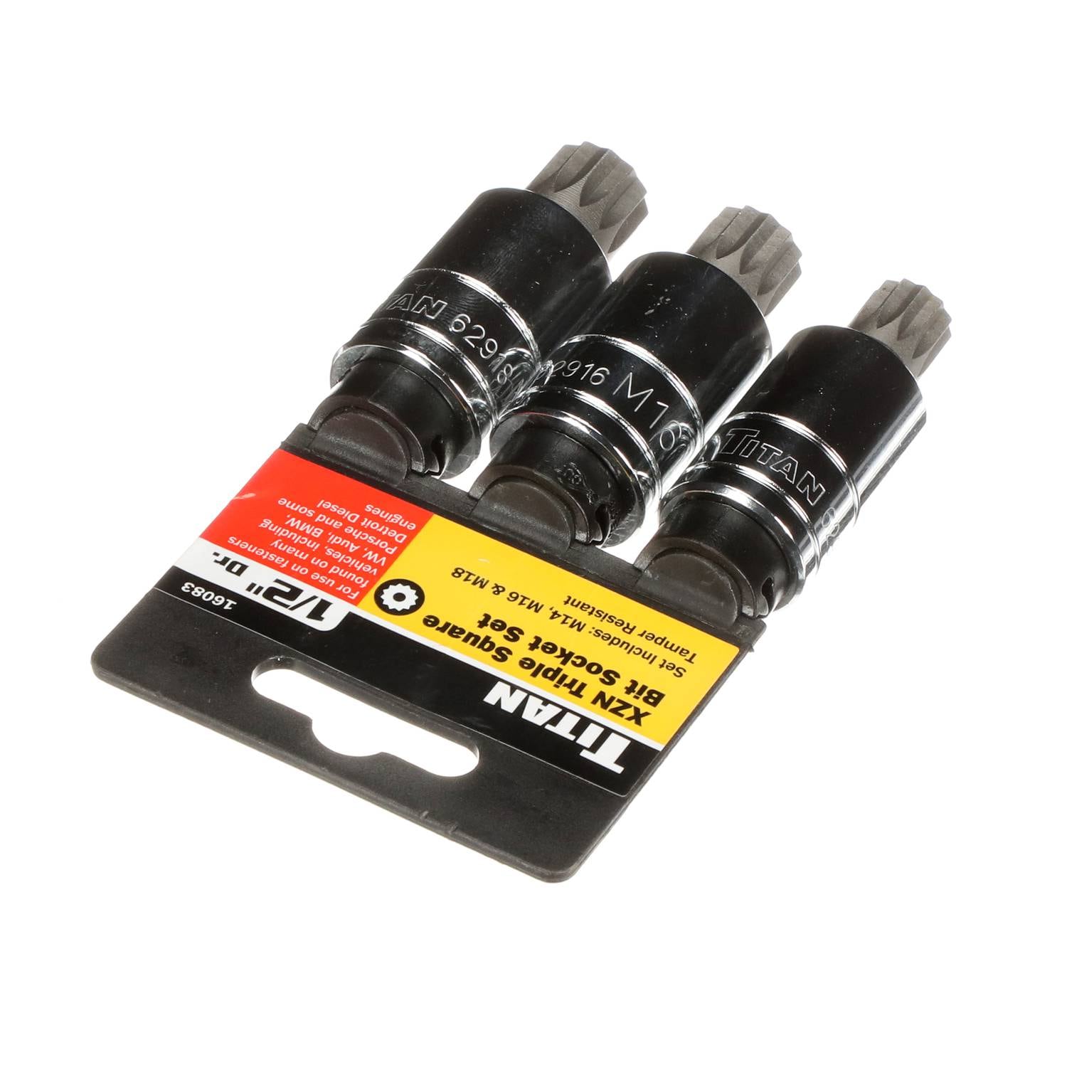 Titan 3 Piece 1/2 Inch Drive Tamper-Resistant Triple Square Metric
