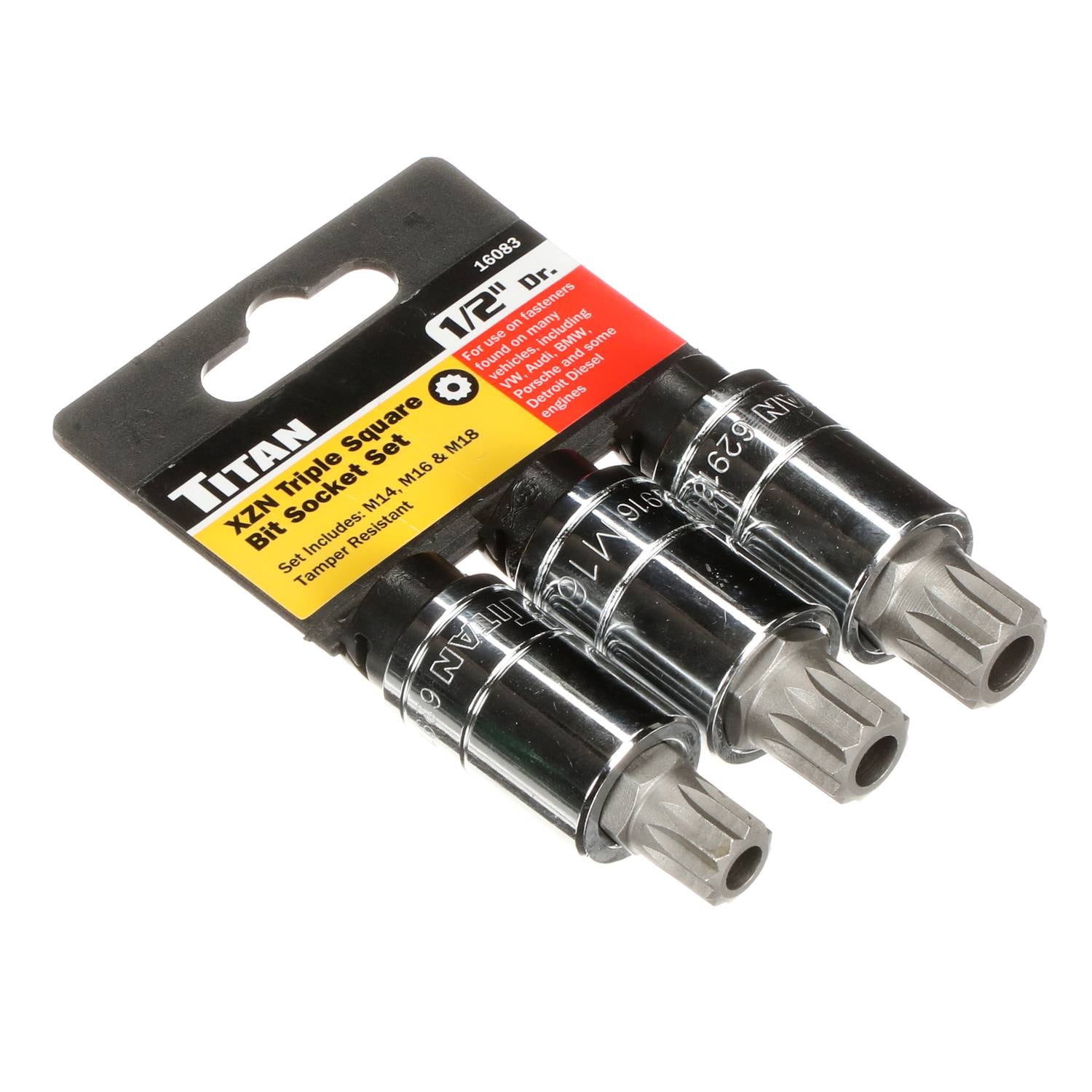 Titan 3 Piece 1/2 Inch Drive Tamper-Resistant Triple Square Metric