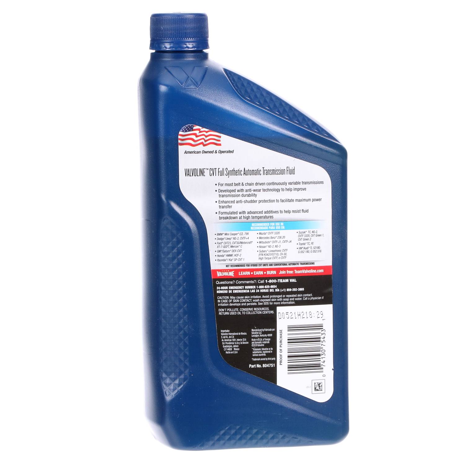 1 Gallon Valvoline Transmission Fluid Chart: A Visual Reference Of ...