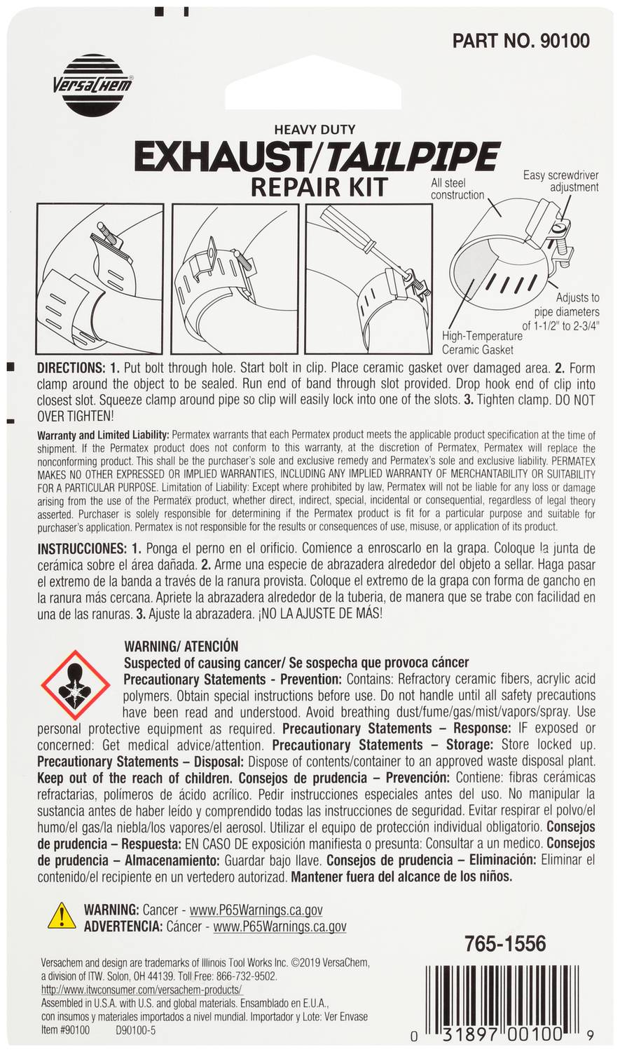 Exhaust VersaChem Exhaust/Tail Pipe Repair Kit 90100