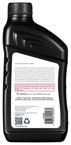 ACDelco Full Synthetic Transmission Fluid Dexron VI 1 Quart