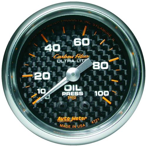 Auto Meter Carbon Fiber 21/16 Inch Oil Pressure Gauge 4721 O'Reilly