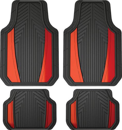 Custom Accessories Black, Red Sport Molded Rubber Polymer Floor Mats 8