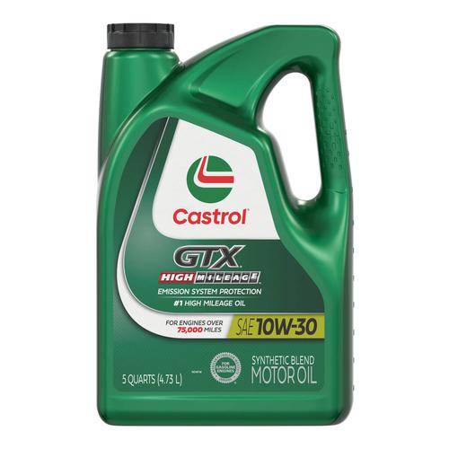Castrol GTX High Mileage Synthetic Blend Motor Oil 10W-30 5 Quart