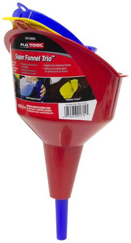 Hopkins FloTool Blue, Red, Yellow Plastic Funnel 10714MX3