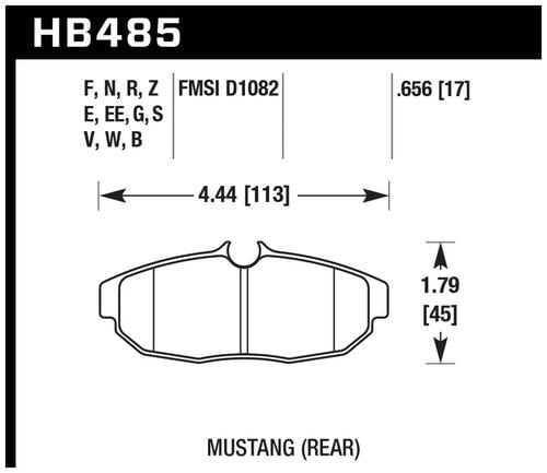 Hawk Brake Pads HB485F656 Performance Street Rear Mustang Hawk Brake Pads HB485F656 Performance Street Rear Mustang