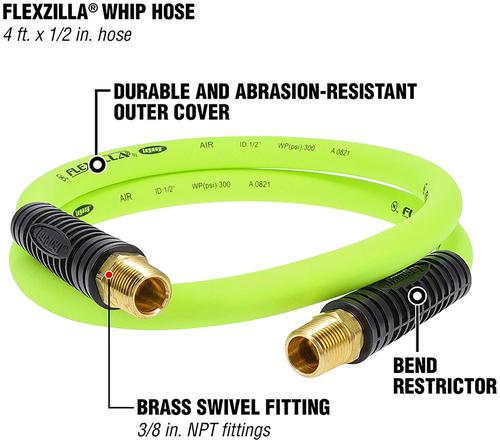 Legacy Manufacturing Flexzilla Whip Air Hose HFZ1204YW3S | O