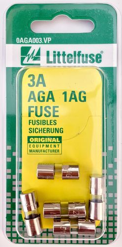 Bussmann AGA3 3A 250V Fast Blow Glass Fuses – Pack Of 5 – 3 Amp AGU Type