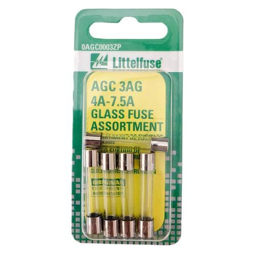 Littelfuse 4, 5, 6, 7.5 Amp Glass Fuse Assortment Kit 0AGC0003ZP O'R