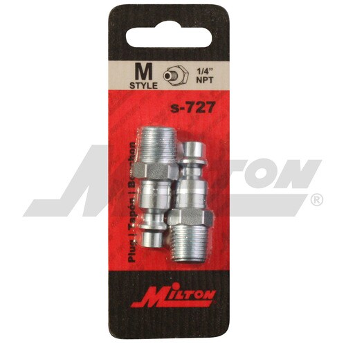 10-Pack MILTON 727 Air Line Hose Fittings - 1/4" Male NPT Thread, M Style Nipples For Pneumatic Tools