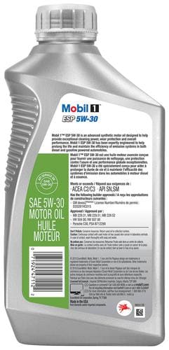 Mobil 1 ESP Full Synthetic Motor Oil 5W-30 1 Quart 1530ESPQT Mobil 1 ESP Full Synthetic Motor Oil 5W-30 1 Quart 1530ESPQT