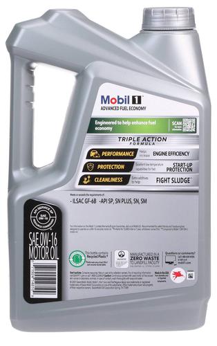 Advanced Fuel Economy Full Synthetic Motor Oil 0W-16 (5 Quart) – Made In USA