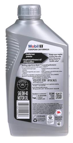 Mobil 1 European Car Formula Full Synthetic Motor Oil 0W-40 1