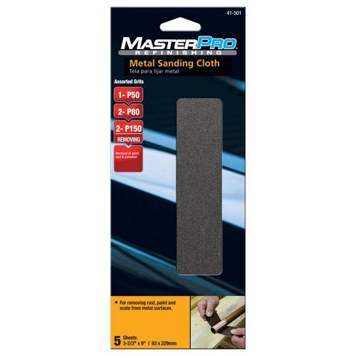 MasterPro Refinishing 50, 80, 150 Grit Metal Sanding Cloth 41501 O