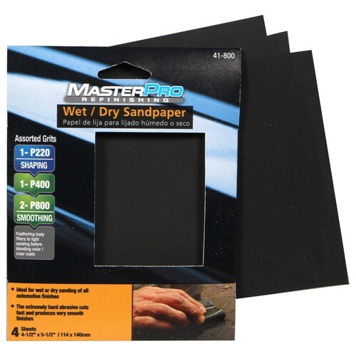 MasterPro Refinishing 220, 400, 800 Grit Wet/Dry Sandpaper 41800 O