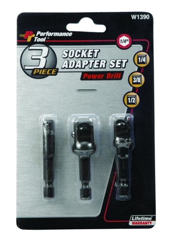 Performance 1/4, 3/8, 1/2 Inch Drive Socket Adapter Set W1390 | O