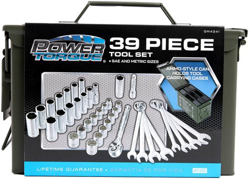 Power Torque Ammo Style Can 39 Piece 3/8 Inch Drive 6, 12 Point