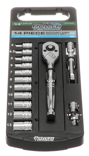 Power Torque 14 Piece 1/4 Inch Drive Standard 6 Point Metric