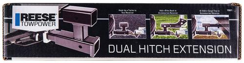 Reese Towpower Dual Hitch Extension - 2 Receiver Hitch Adapter Black