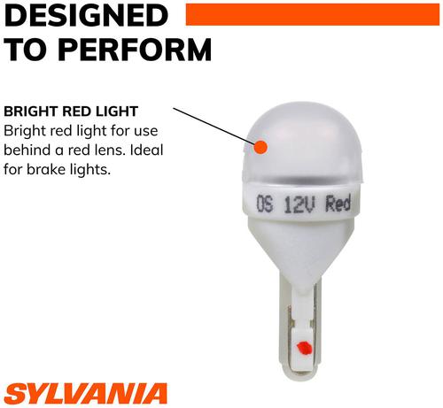 SYLVANIA 168 Red LED Mini Bulb (Pack of 2) 168RSLBP2 | O